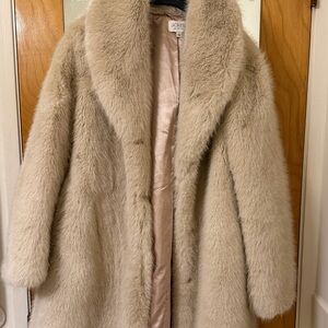 J. Crew Women's Cream Faux Fur Jacket pre owned